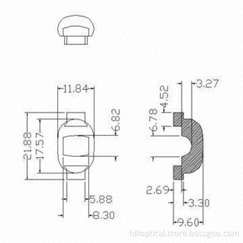 LED Streetlight Pignut Lens in 21.88mm, with 82 x 126° Beam Angle